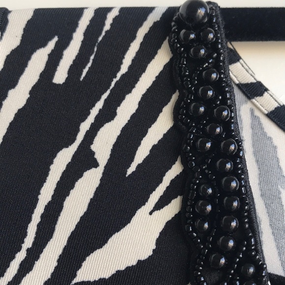 Boston Proper Zebra Print Beaded cold shoulder top - Picture 5 of 8